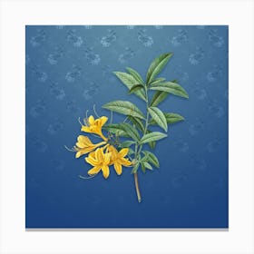 Vintage Yellow Azalea Botanical on Bahama Blue Pattern n.0038 Canvas Print