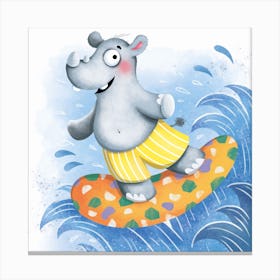 Surfin Hippo Canvas Print