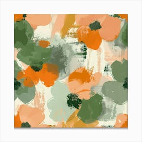 Orange And Green Flowers Canvas Print