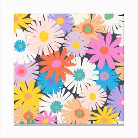 Crepe Paper Flowers At Midnight Square Canvas Print