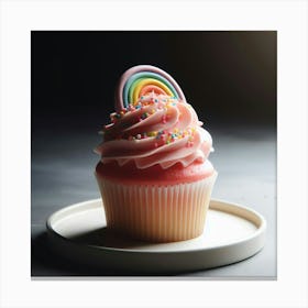 Cupcake With Rainbow Frosting Canvas Print