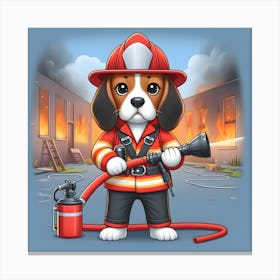 Beagle Firefighter 2 Canvas Print