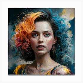 'The Girl With The Colorful Hair' Canvas Print