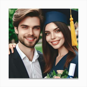 MD, PhD graduation couple Canvas Print