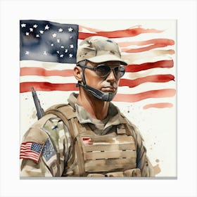Default Create A Simple Watercolor Of A Soldier With America F 0 Canvas Print