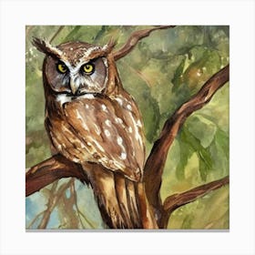 Owl Sitting On Tree Adeline Yeo Canvas Print