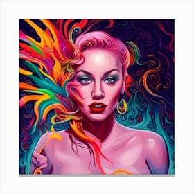 Girl With Colorful Hair Canvas Print