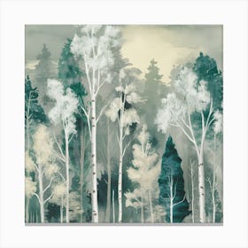 Tranquil Woods Abstract Birch Forest In Watercolor (3) Canvas Print