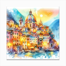 Watercolor Italian Village Canvas Print