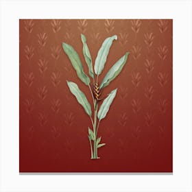 Vintage Parrot Heliconia Botanical on Falu Red Pattern Canvas Print