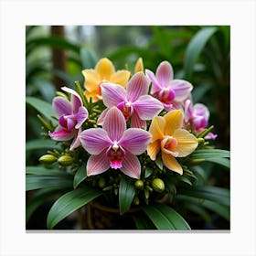 A Beautiful Arrangement Of Wild Orchids In A Tropical Setting 4 Canvas Print