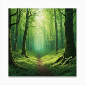 Green Forest Path Canvas Print