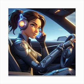 Fortnite Girl Driving A Car Canvas Print