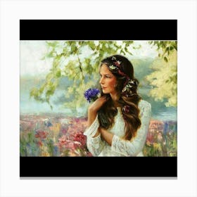 Girl With Flowers 2 Canvas Print