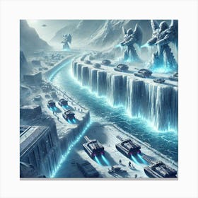 A Futuristic Sci Fi Depiction Of Frozen Rivers And Canvas Print