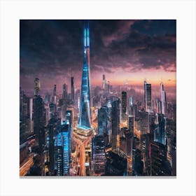 Dubai Skyline At Dusk Canvas Print