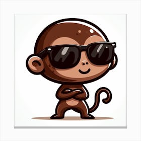 Cartoon Monkey In Sunglasses Canvas Print