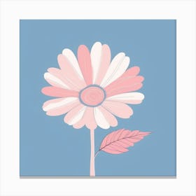 A White And Pink Flower In Minimalist Style Square Composition 466 Canvas Print