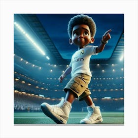 Boy On A Soccer Field Canvas Print