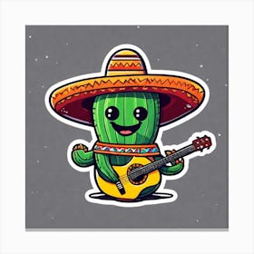 Cactus Playing Guitar 7 Canvas Print