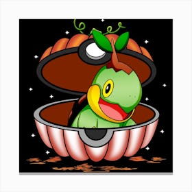 Turtwig In Pumpkin Ball - Pokemon Halloween Canvas Print