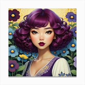 Asian Girl With Purple Hair 4 Canvas Print