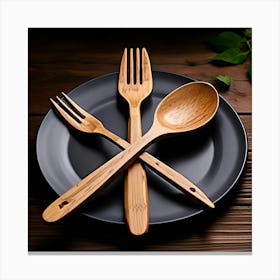 Spoon Fork Knife Utensil Dining Bamboo Ecofriendly Branding Reusable Sustainable Engravin Canvas Print