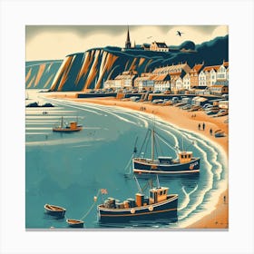 Beer fishing village in Devon, England. Vintage Canvas Print