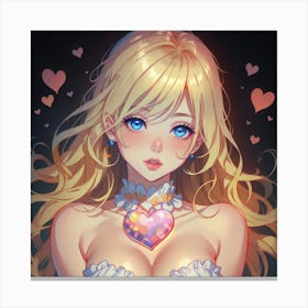 Cute Girl Wearing A Heart Necklace(1) Canvas Print