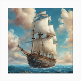 Pirate Ship In The Ocean Canvas Print