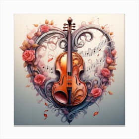 Violin In A Heart Canvas Print
