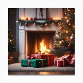 Christmas Tree And Presents 6 Canvas Print