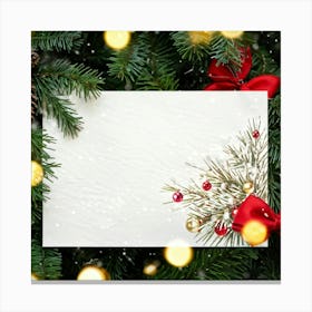 Christmas Card On A Christmas Tree Canvas Print