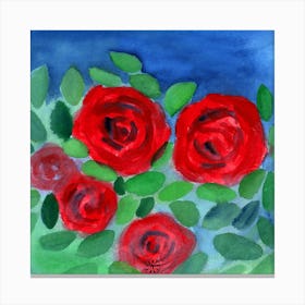 Rose Garden - square red green blue flower floral Canvas Print