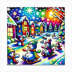 Super Kids Creativity:Snowman In The Snow Canvas Print