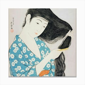 Woman Combing Her Hair Canvas Print