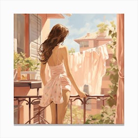 Girl On Balcony Canvas Print