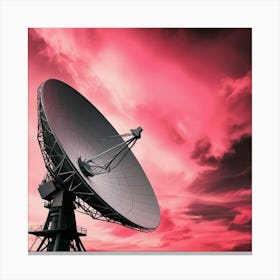 A large satellite dish pointed towards a pink sky, representing the technology. Canvas Print