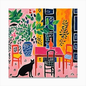 Cat In The Dining Room 3 Canvas Print
