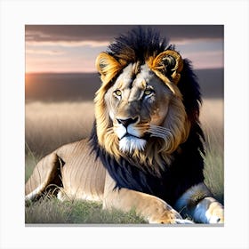 Lion At Sunset 1 Canvas Print