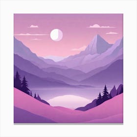 Misty mountains background in purple tone 27 Canvas Print