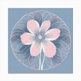 A White And Pink Flower In Minimalist Style Square Composition 694 Canvas Print