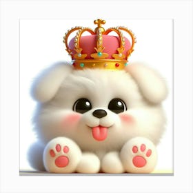 Cute Dog With A Crown 3 Canvas Print