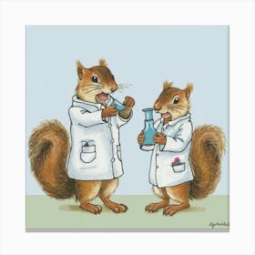 Science Loving Squirrels Lab Laughs Print Art Canvas Print