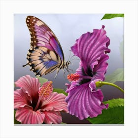 Butterfly And Hibiscus 1 Canvas Print