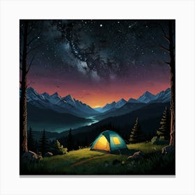 Leonardo Lightning A Night In The Mountains Art 0 Canvas Print