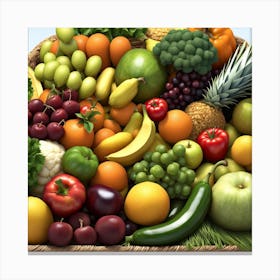 Basket Of Fruits And Vegetables Canvas Print