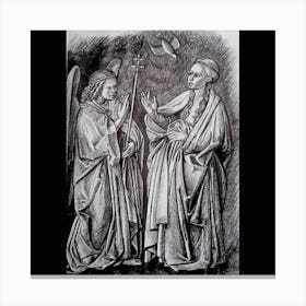 Annunciation; Graphics taken from a famous Flemish painter Canvas Print