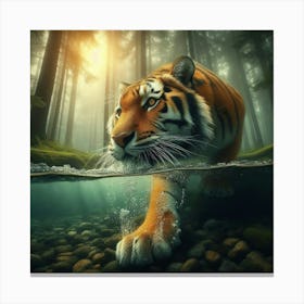 Tiger In The Water 1 Canvas Print