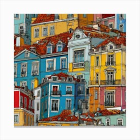 Colorful Houses In Lisbon Canvas Print